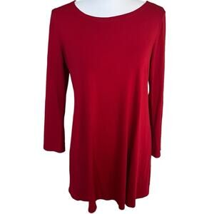 Eileen Fisher Red Tunic Top Size M Long Sleeves Bracelet Length Viscose